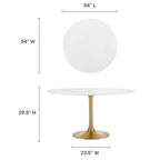 EEI-3228-GLD-WHI Lippa 54" Round Wood Dining Table by Modway