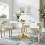 EEI-3228-GLD-WHI Lippa 54" Round Wood Dining Table by Modway