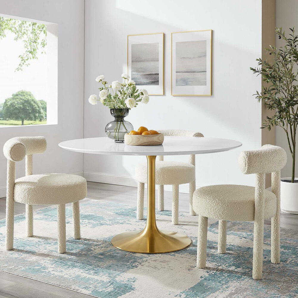 EEI-3228-GLD-WHI Lippa 54" Round Wood Dining Table by Modway