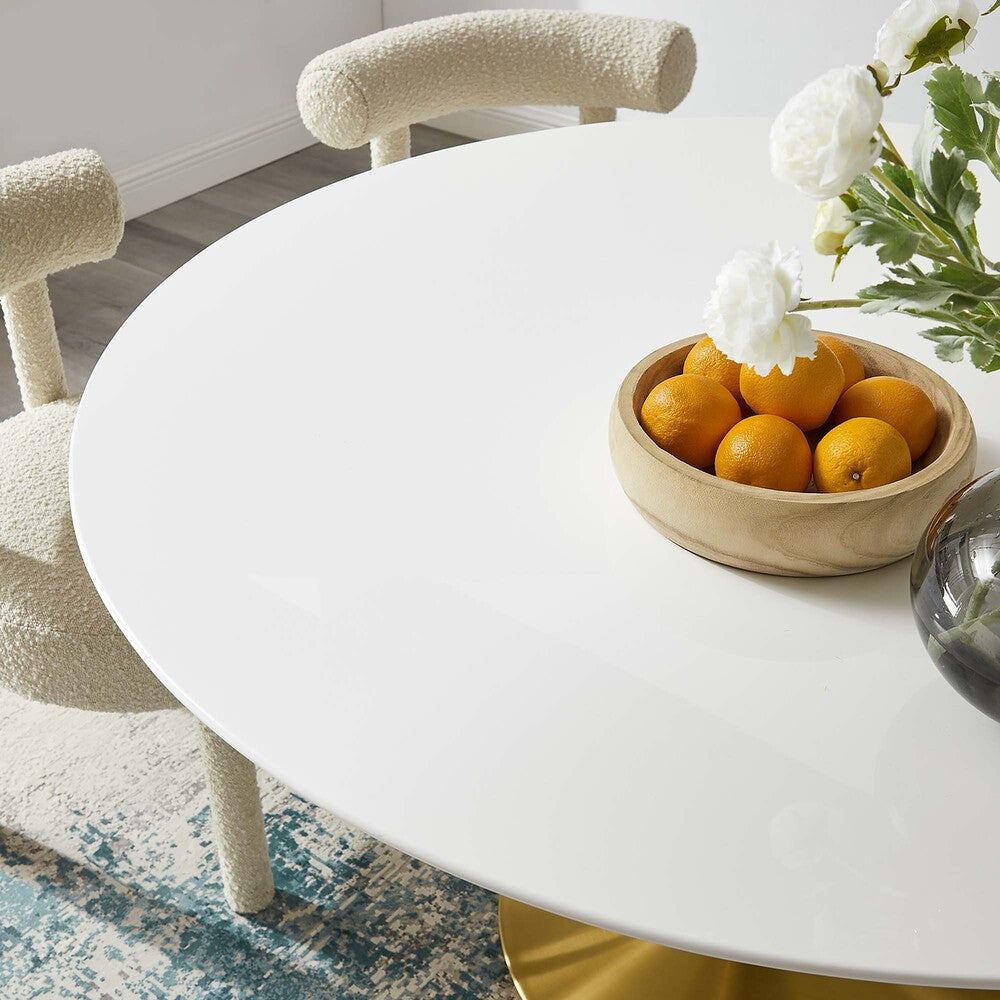 EEI-3228-GLD-WHI Lippa 54" Round Wood Dining Table by Modway