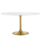 Modway EEI-3228-GLD-WHI Lippa 54" Round Wood Dining Table Gold White
