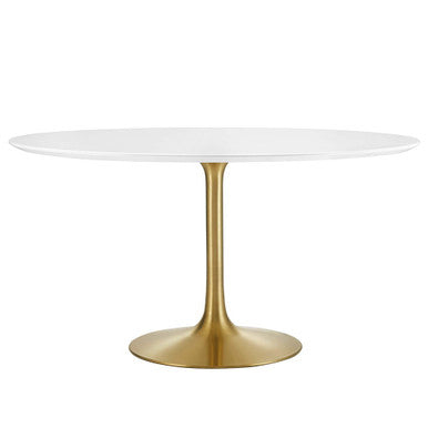 Modway EEI-3228-GLD-WHI Lippa 54" Round Wood Dining Table Gold White