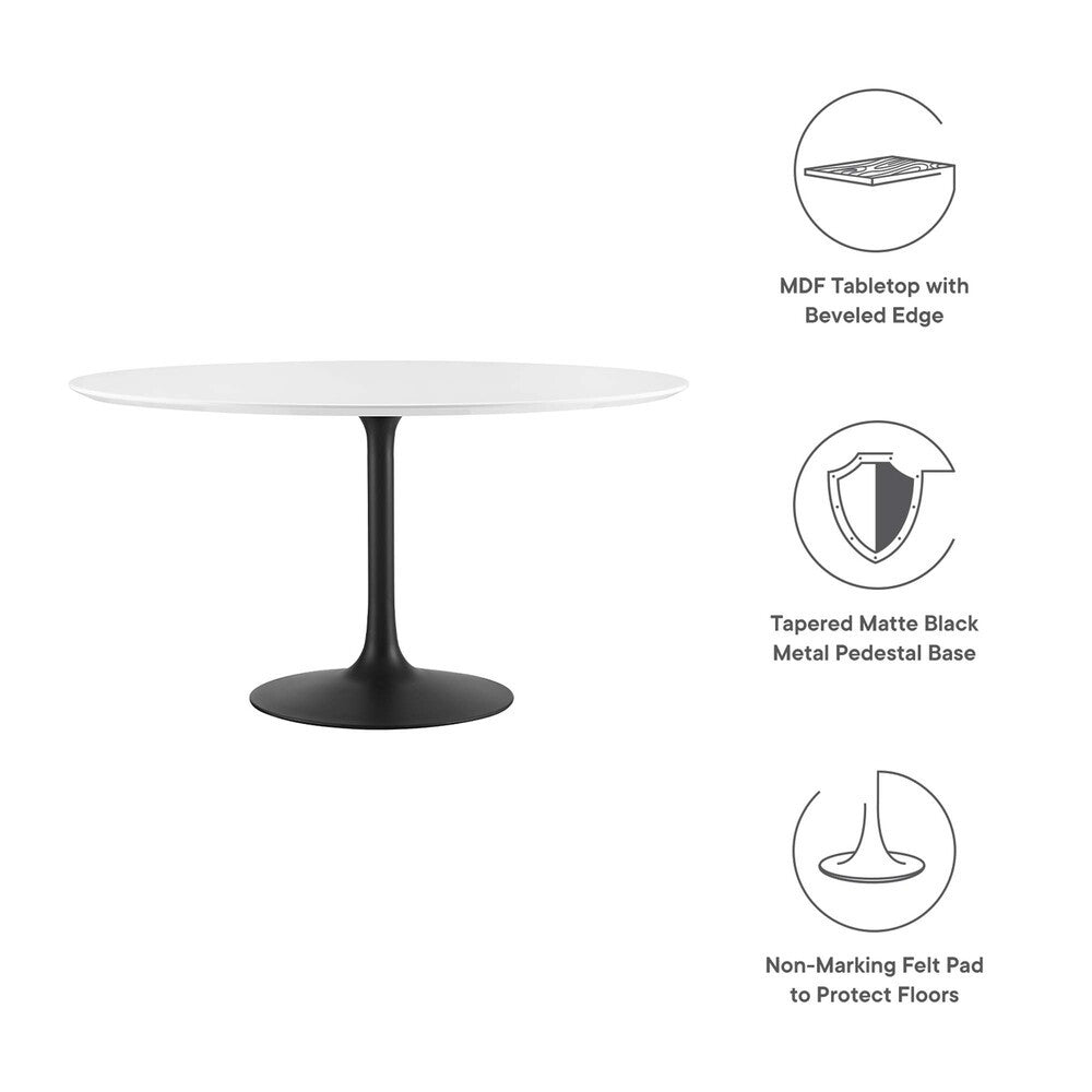 EEI-3523-BLK-WHI Lippa 54" Round Wood Dining Table by Modway