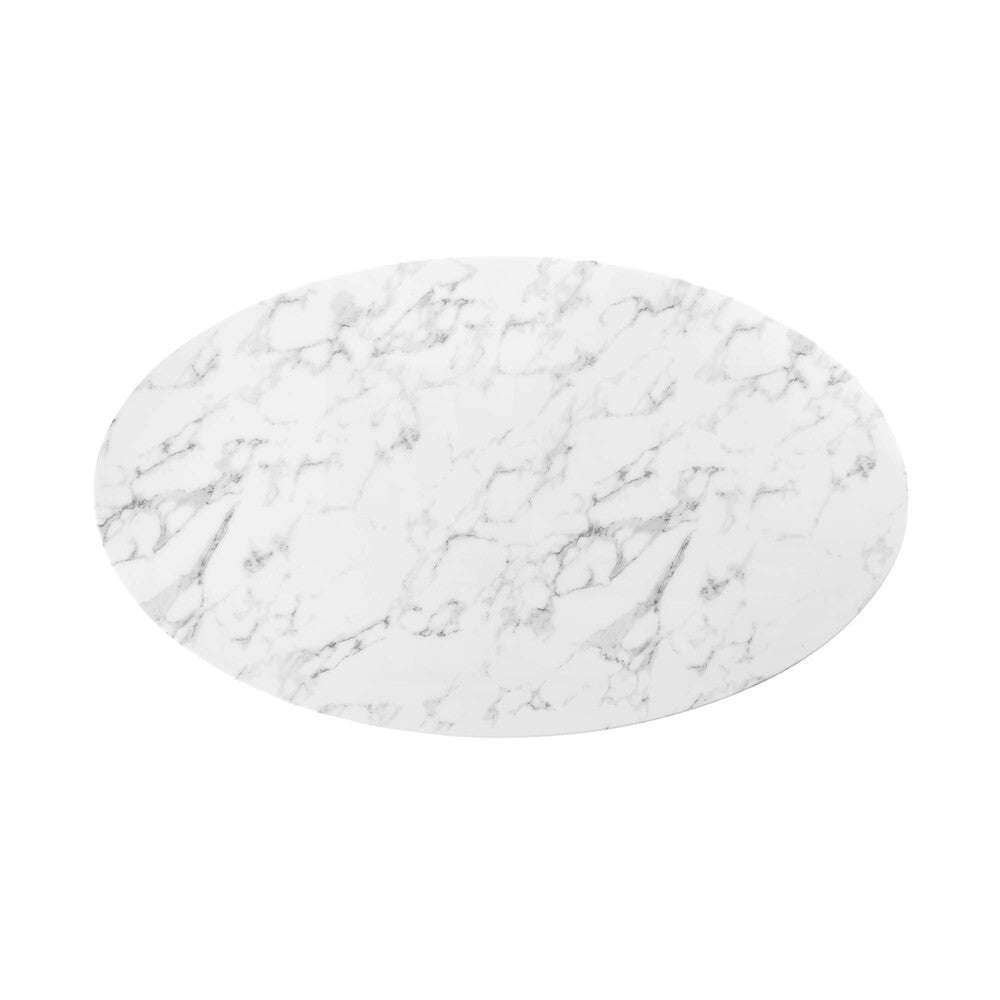 EEI-3531-BLK-WHI Lippa 60" Oval Faux Marble Dining Table by Modway