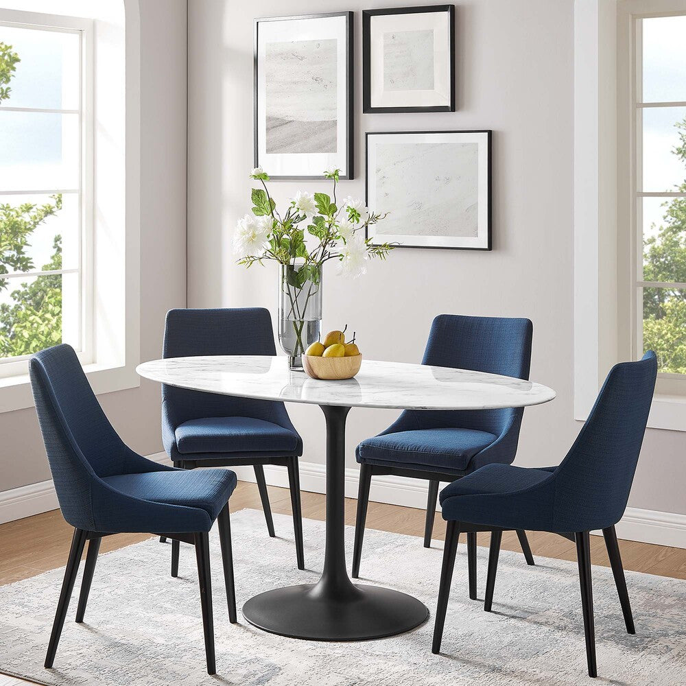 EEI-3531-BLK-WHI Lippa 60" Oval Faux Marble Dining Table by Modway