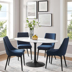 EEI-3531-BLK-WHI Lippa 60" Oval Faux Marble Dining Table by Modway