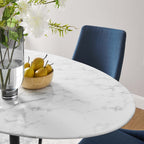 EEI-3531-BLK-WHI Lippa 60" Oval Faux Marble Dining Table by Modway