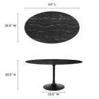 EEI-4881-BLK-BLK Lippa 60" Oval Faux Marble Dining Table by Modway