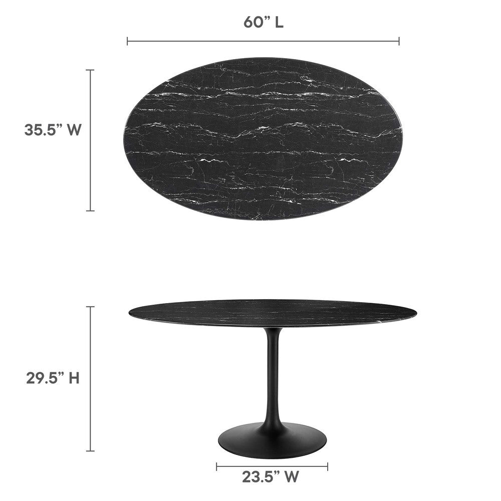 EEI-4881-BLK-BLK Lippa 60" Oval Faux Marble Dining Table by Modway