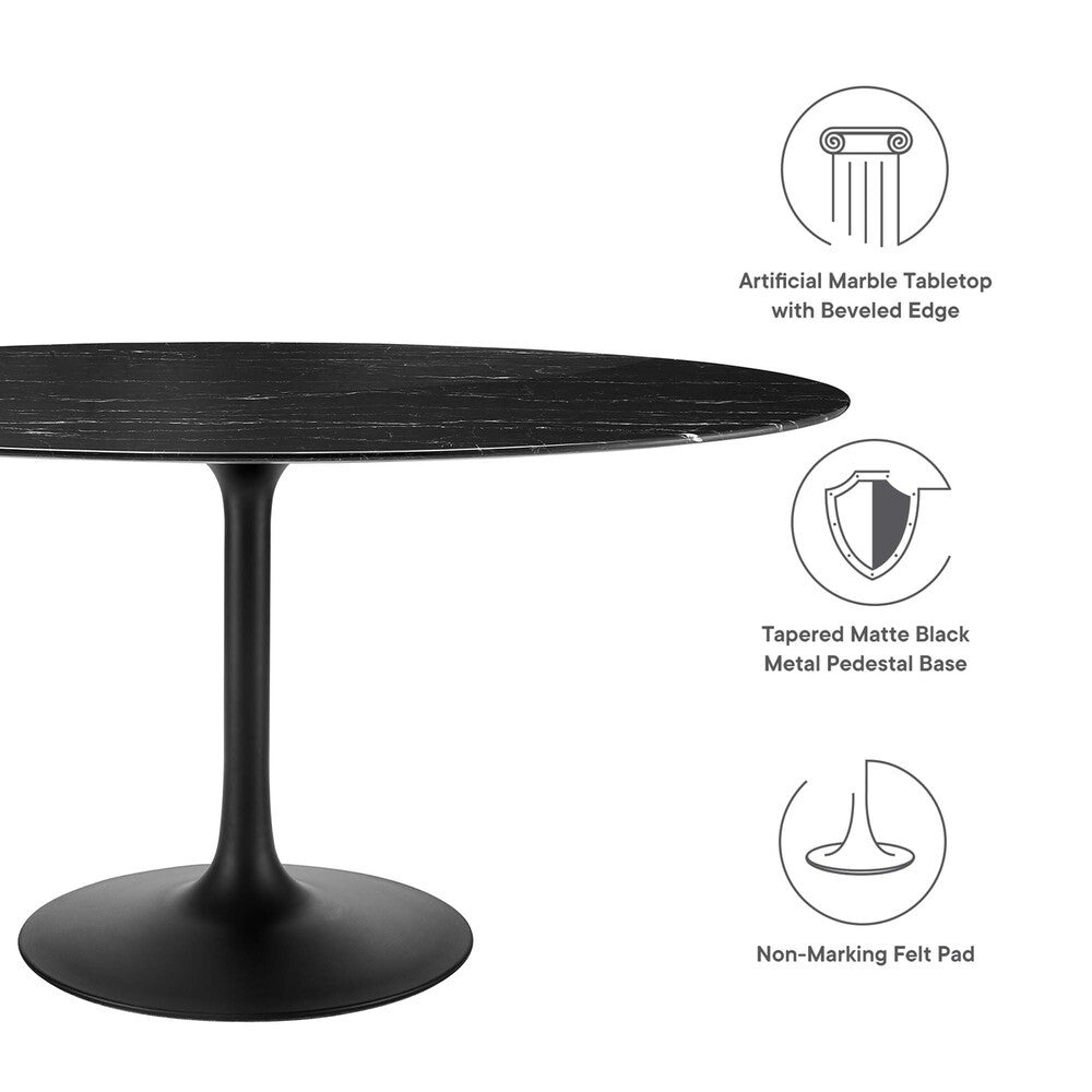 EEI-4881-BLK-BLK Lippa 60" Oval Faux Marble Dining Table by Modway