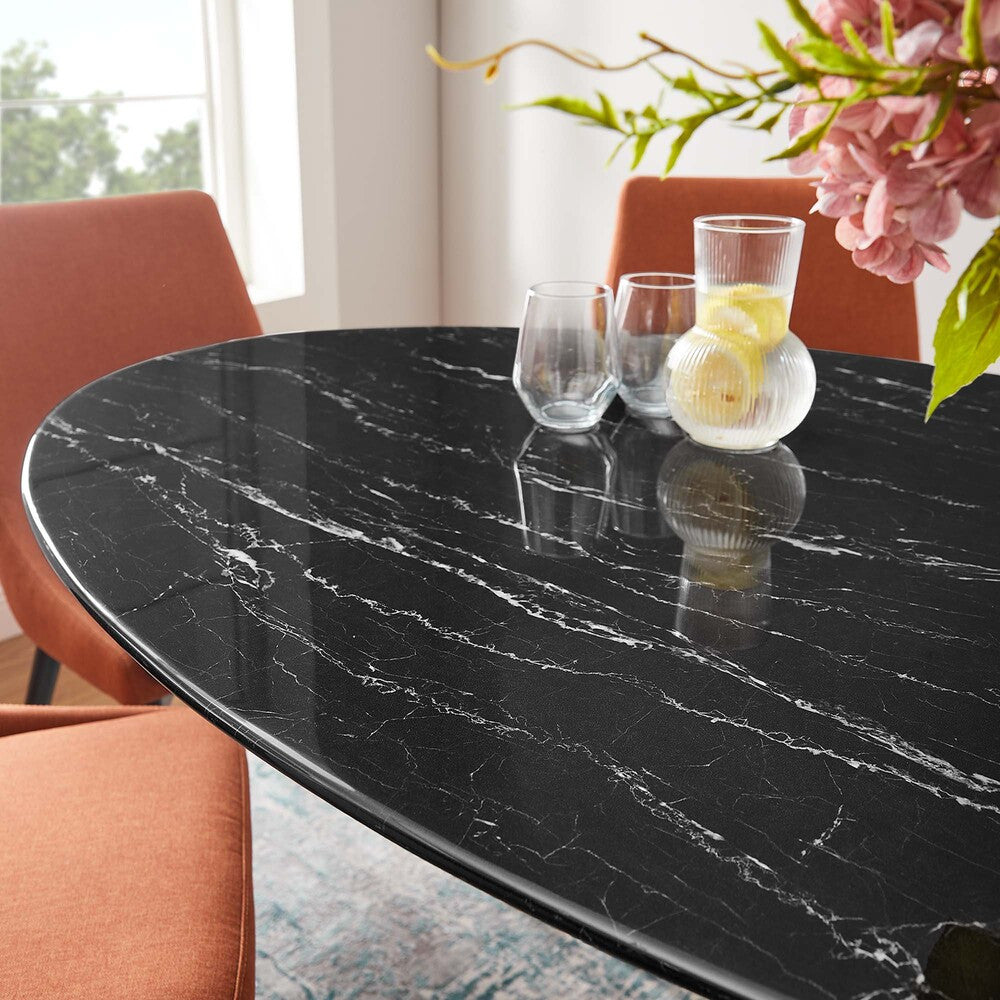 EEI-4881-BLK-BLK Lippa 60" Oval Faux Marble Dining Table by Modway