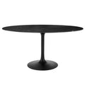Modway EEI-4881-BLK-BLK Lippa 60" Oval Faux Marble Dining Table Black Black