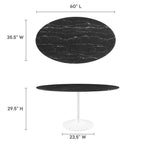 EEI-5186-WHI-BLK Lippa 60" Oval Faux Marble Dining Table by Modway