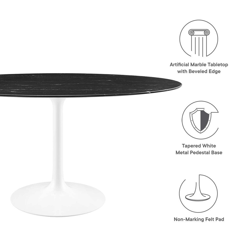 EEI-5186-WHI-BLK Lippa 60" Oval Faux Marble Dining Table by Modway