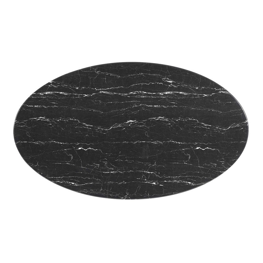 EEI-5186-WHI-BLK Lippa 60" Oval Faux Marble Dining Table by Modway