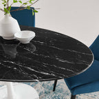 EEI-5186-WHI-BLK Lippa 60" Oval Faux Marble Dining Table by Modway