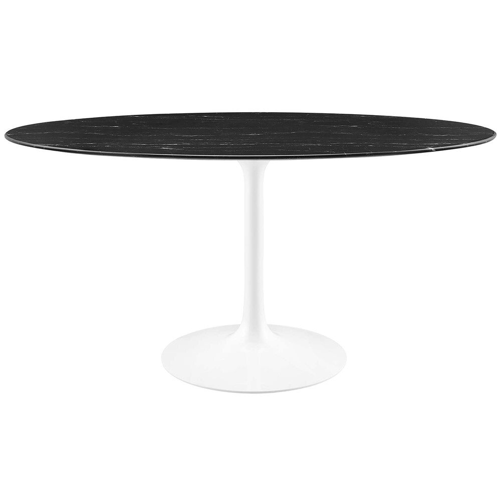 EEI-5186-WHI-BLK Lippa 60" Oval Faux Marble Dining Table by Modway