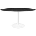 Modway EEI-5186-WHI-BLK Lippa 60" Oval Faux Marble Dining Table White Black