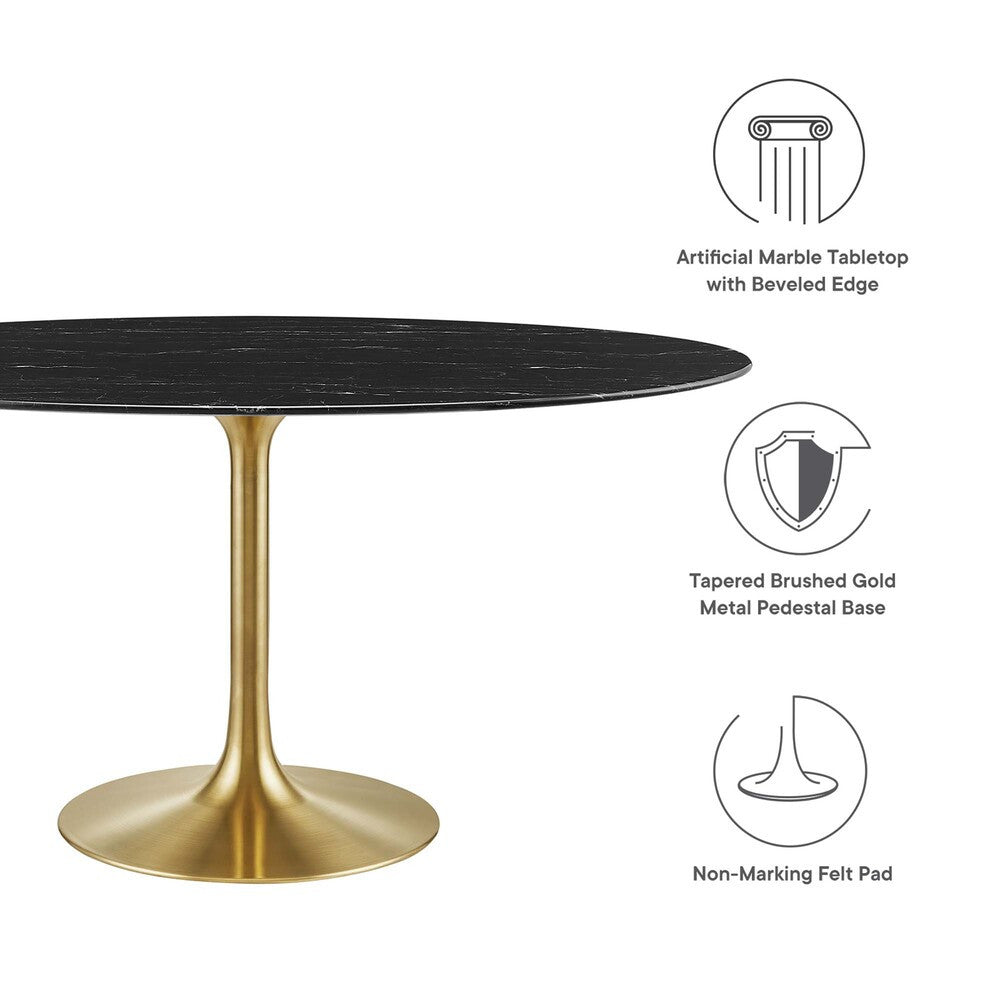 EEI-5243-GLD-BLK Lippa 60" Oval Faux Marble Dining Table by Modway