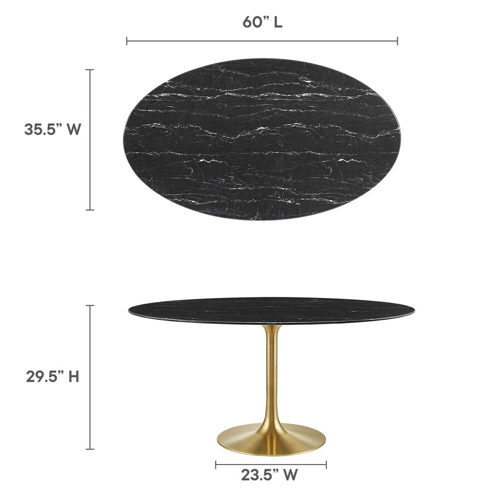 EEI-5243-GLD-BLK Lippa 60" Oval Faux Marble Dining Table by Modway