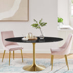 EEI-5243-GLD-BLK Lippa 60" Oval Faux Marble Dining Table by Modway