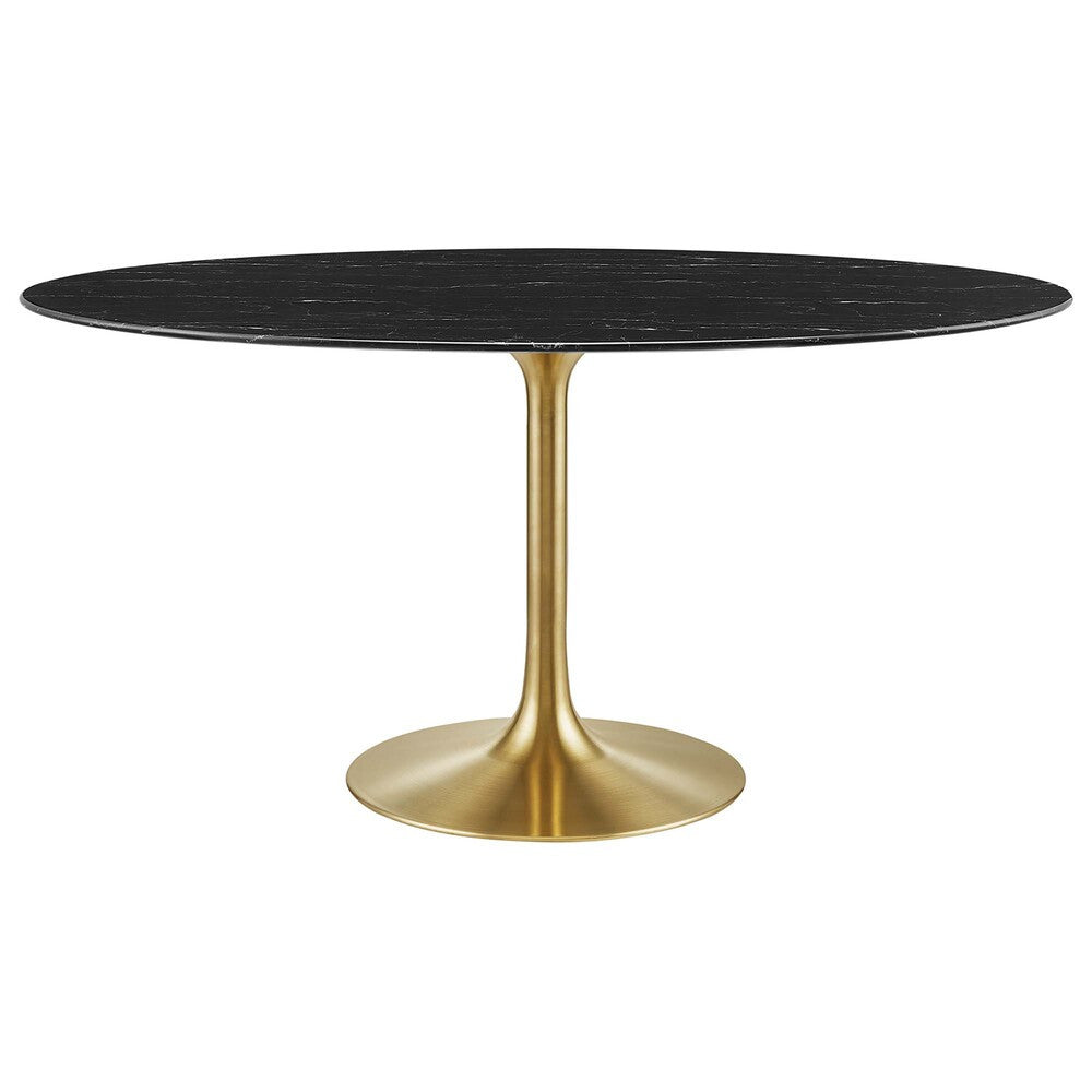 EEI-5243-GLD-BLK Lippa 60" Oval Faux Marble Dining Table by Modway