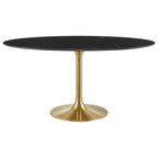 EEI-5243-GLD-BLK Lippa 60" Oval Faux Marble Dining Table by Modway