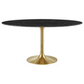 Modway EEI-5243-GLD-BLK Lippa 60" Oval Faux Marble Dining Table Gold Black