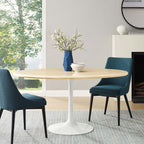 EEI-6757-WHI-TRA Lippa 60" Oval Faux Travertine Dining Table by Modway