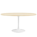EEI-6757-WHI-TRA Lippa 60" Oval Faux Travertine Dining Table by Modway