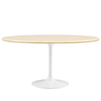 Modway EEI-6757-WHI-TRA Lippa 60" Oval Faux Travertine Dining Table White Traventine