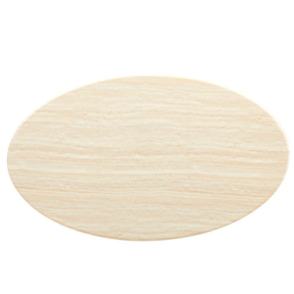 EEI-6758-BLK-TRA Lippa 60" Oval Faux Travertine Dining Table by Modway