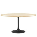 EEI-6758-BLK-TRA Lippa 60" Oval Faux Travertine Dining Table by Modway