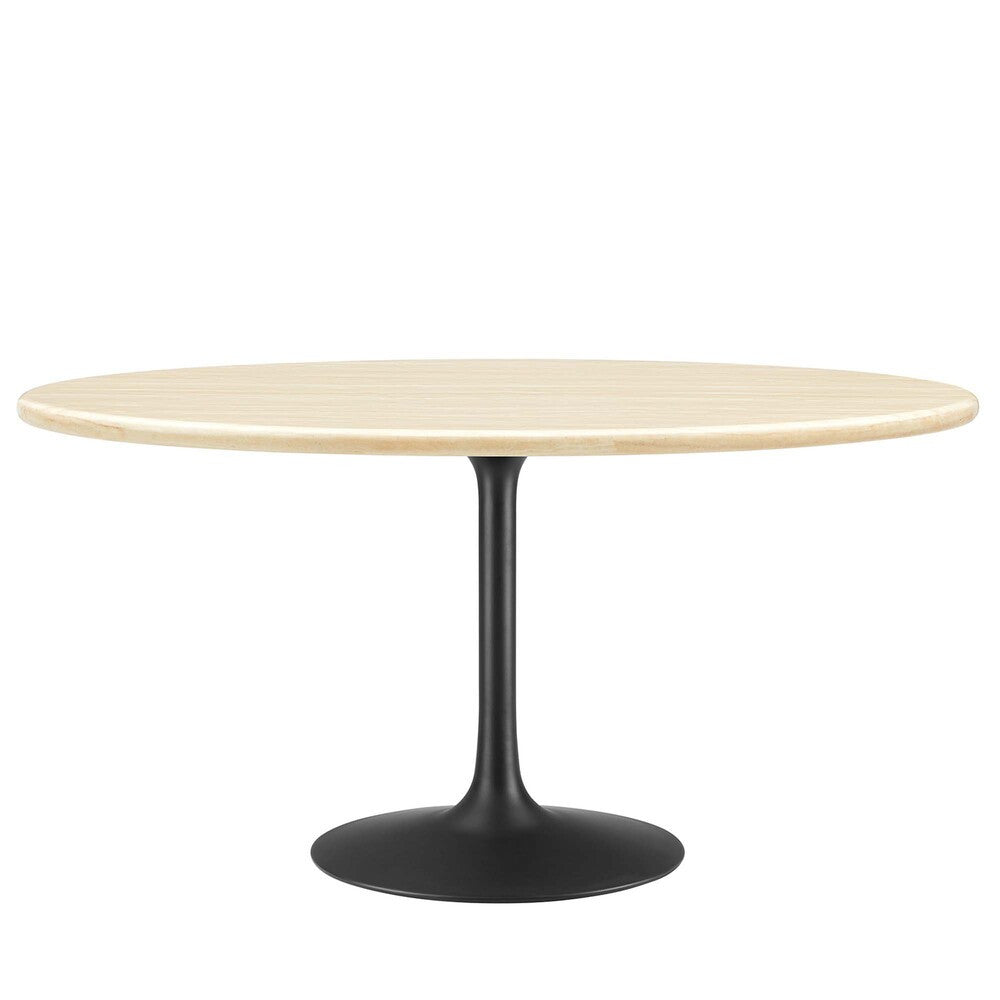 EEI-6758-BLK-TRA Lippa 60" Oval Faux Travertine Dining Table by Modway