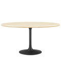 Modway EEI-6758-BLK-TRA Lippa 60" Oval Faux Travertine Dining Table Black Travertine