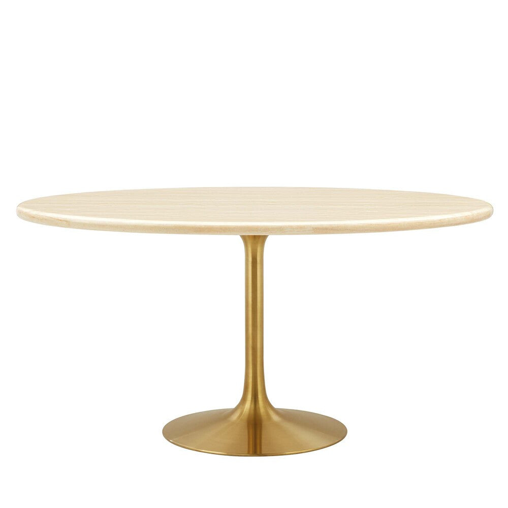 EEI-6759-GLD-TRA Lippa 60" Oval Faux Travertine Dining Table by Modway
