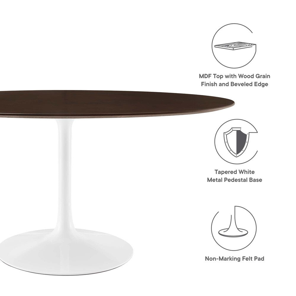 EEI-5194-WHI-CHE Lippa 60" Oval Cherry Walnut Wood Dining Table by Modway