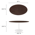 EEI-5194-WHI-CHE Lippa 60" Oval Cherry Walnut Wood Dining Table by Modway