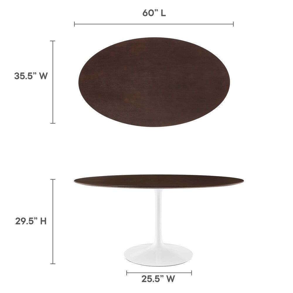 EEI-5194-WHI-CHE Lippa 60" Oval Cherry Walnut Wood Dining Table by Modway