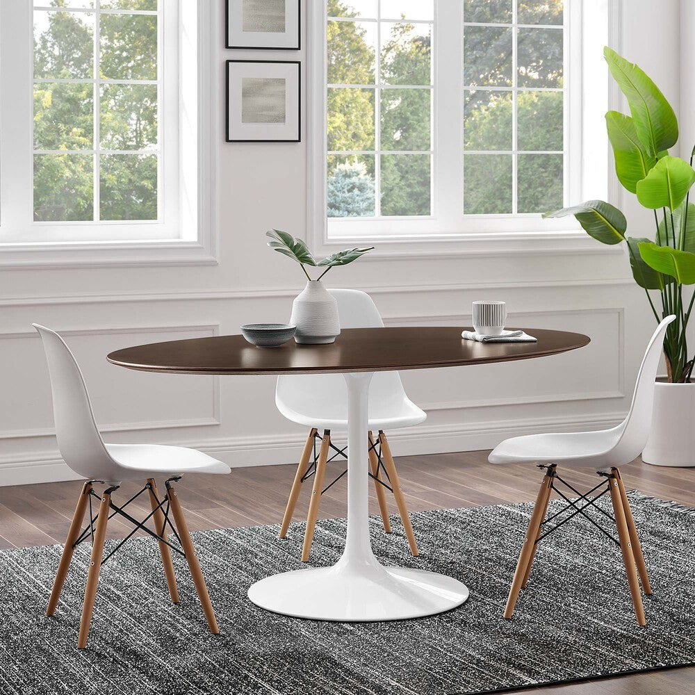EEI-5194-WHI-CHE Lippa 60" Oval Cherry Walnut Wood Dining Table by Modway