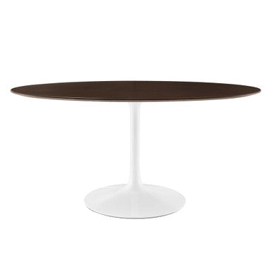 Modway EEI-5194-WHI-CHE Lippa 60" Oval Cherry Walnut Wood Dining Table White Cherry Walnut