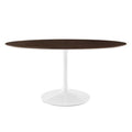 Modway EEI-5194-WHI-CHE Lippa 60" Oval Cherry Walnut Wood Dining Table White Cherry Walnut