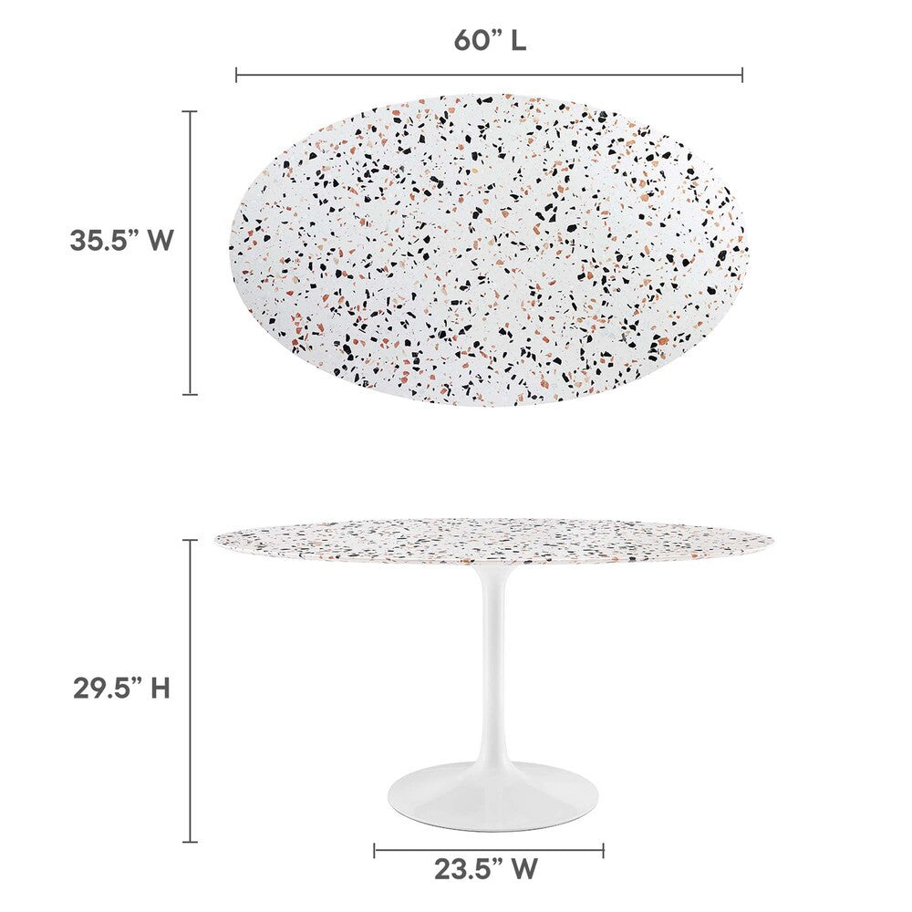 EEI-5734-WHI-WHI Lippa 60" Oval Terrazzo Dining Table by Modway