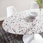 EEI-5734-WHI-WHI Lippa 60" Oval Terrazzo Dining Table by Modway