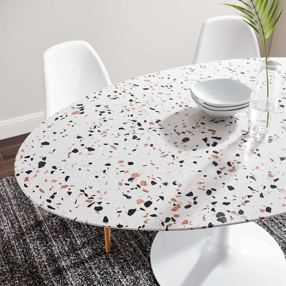 EEI-5734-WHI-WHI Lippa 60" Oval Terrazzo Dining Table by Modway