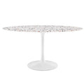 Modway EEI-5734-WHI-WHI Lippa 60" Oval Terrazzo Dining Table White White