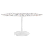 Modway EEI-5734-WHI-WHI Lippa 60" Oval Terrazzo Dining Table White White