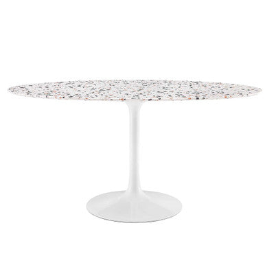 Modway EEI-5734-WHI-WHI Lippa 60" Oval Terrazzo Dining Table White White