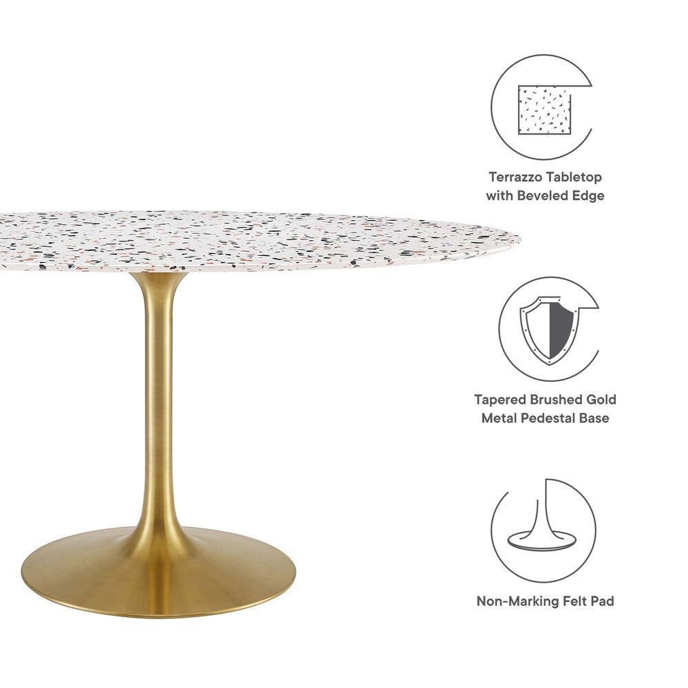 EEI-5736-GLD-WHI Lippa 60" Oval Terrazzo Dining Table by Modway