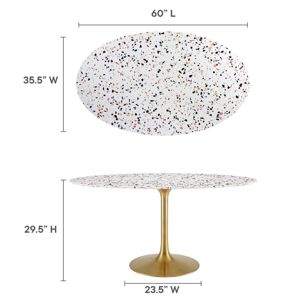 EEI-5736-GLD-WHI Lippa 60" Oval Terrazzo Dining Table by Modway